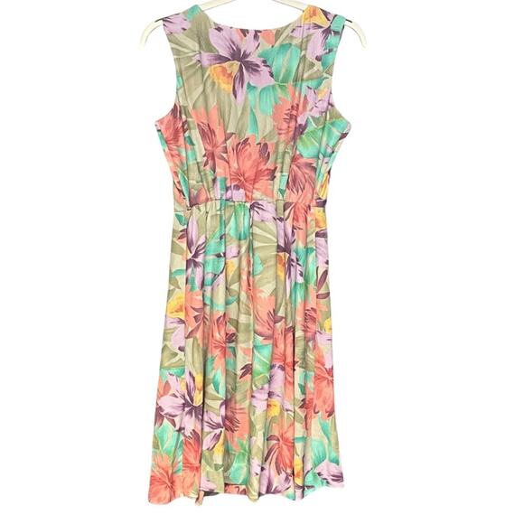 Coldwater Creek sleeveless floral dress knee length button front size 8P - Picture 2 of 5